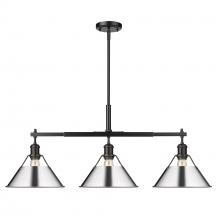  3306-LP BLK-CH - Orwell BLK 3 Light Linear Pendant in Matte Black with Chrome shades